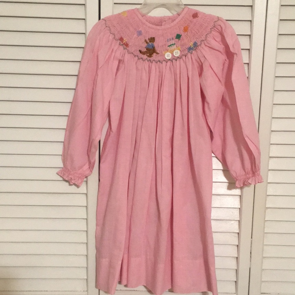 Smocked long sleeve dress